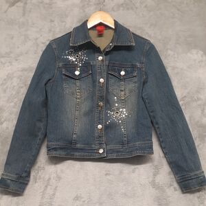 Very Vera Denim Light Wash Jean Jacket W/ Embellishments Women's Size S